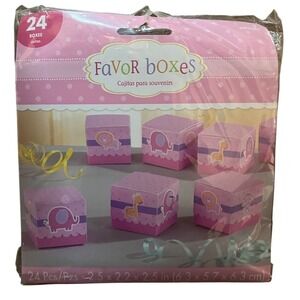 Amscan Boîtes Cadeaux Pink Gift Boxes – Baby Shower Favor Set (24 ct) NEW